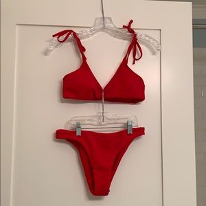 BRAND NEW ribbed red bikini set, size small